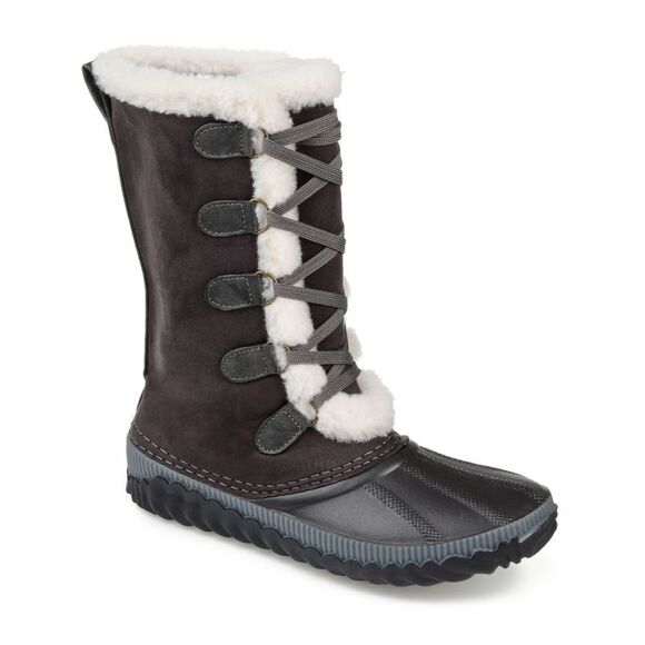 JOURNEE COLLECTION Womens Gray Two-Toned Insulated Waterproof Snow Boots 6 - Picture 1 of 3